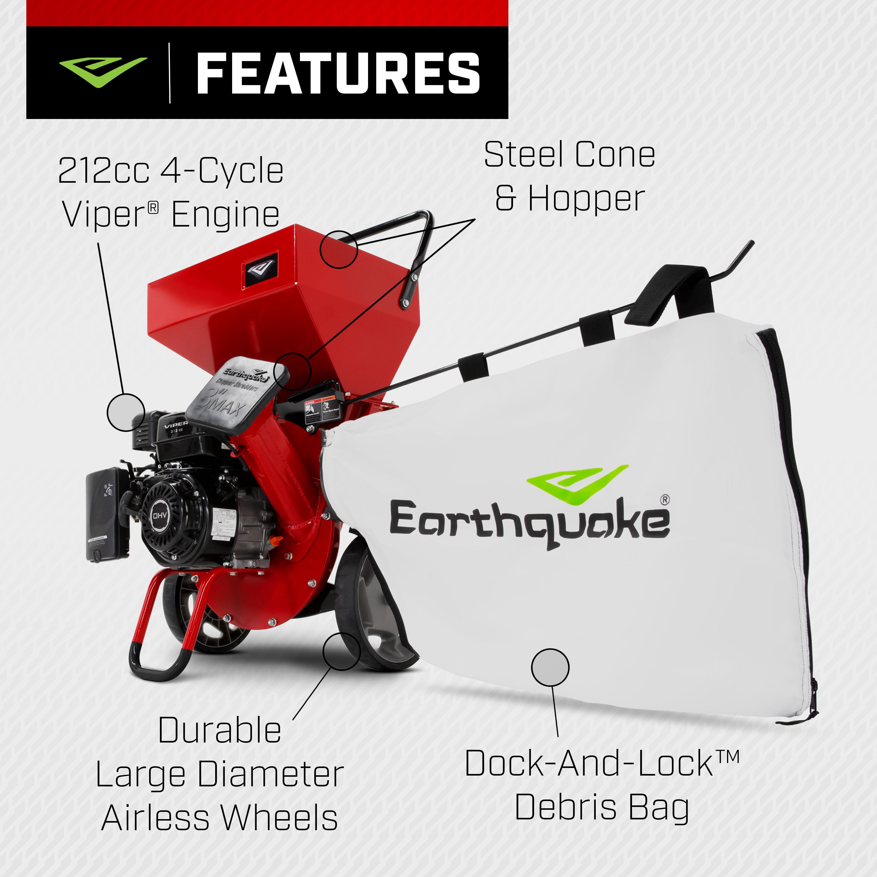 K32™ 212cc Chipper Shredder (33968) - Earthquake Outdoor Power