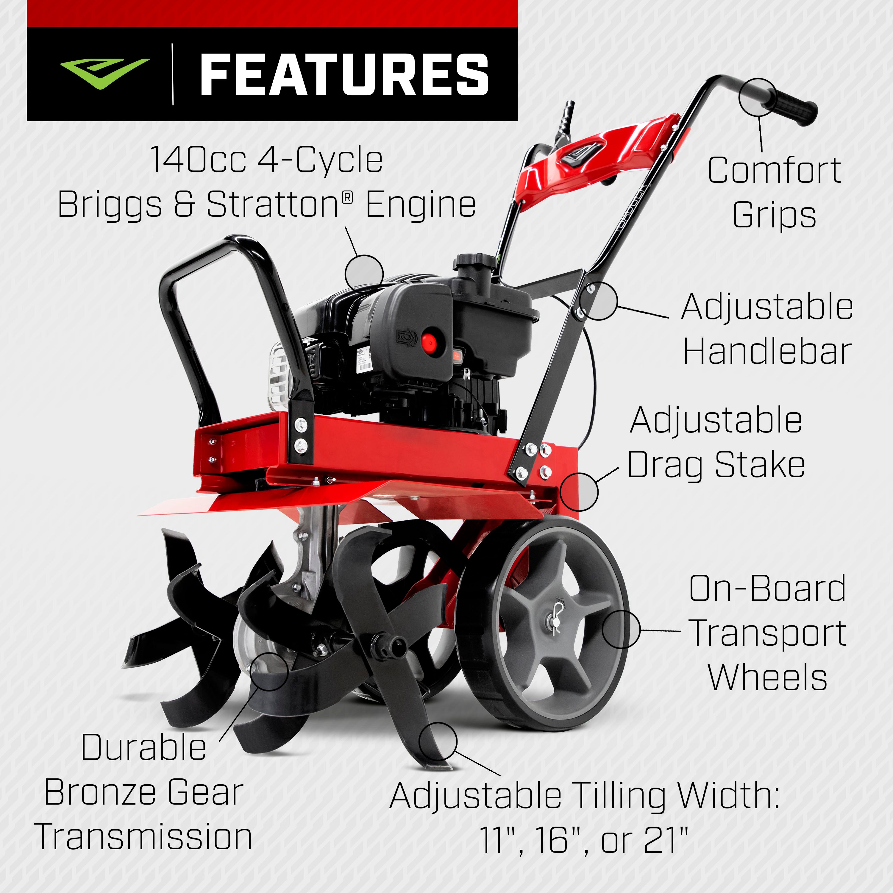 Badger™ 140cc Front Tine Tiller (38040)
