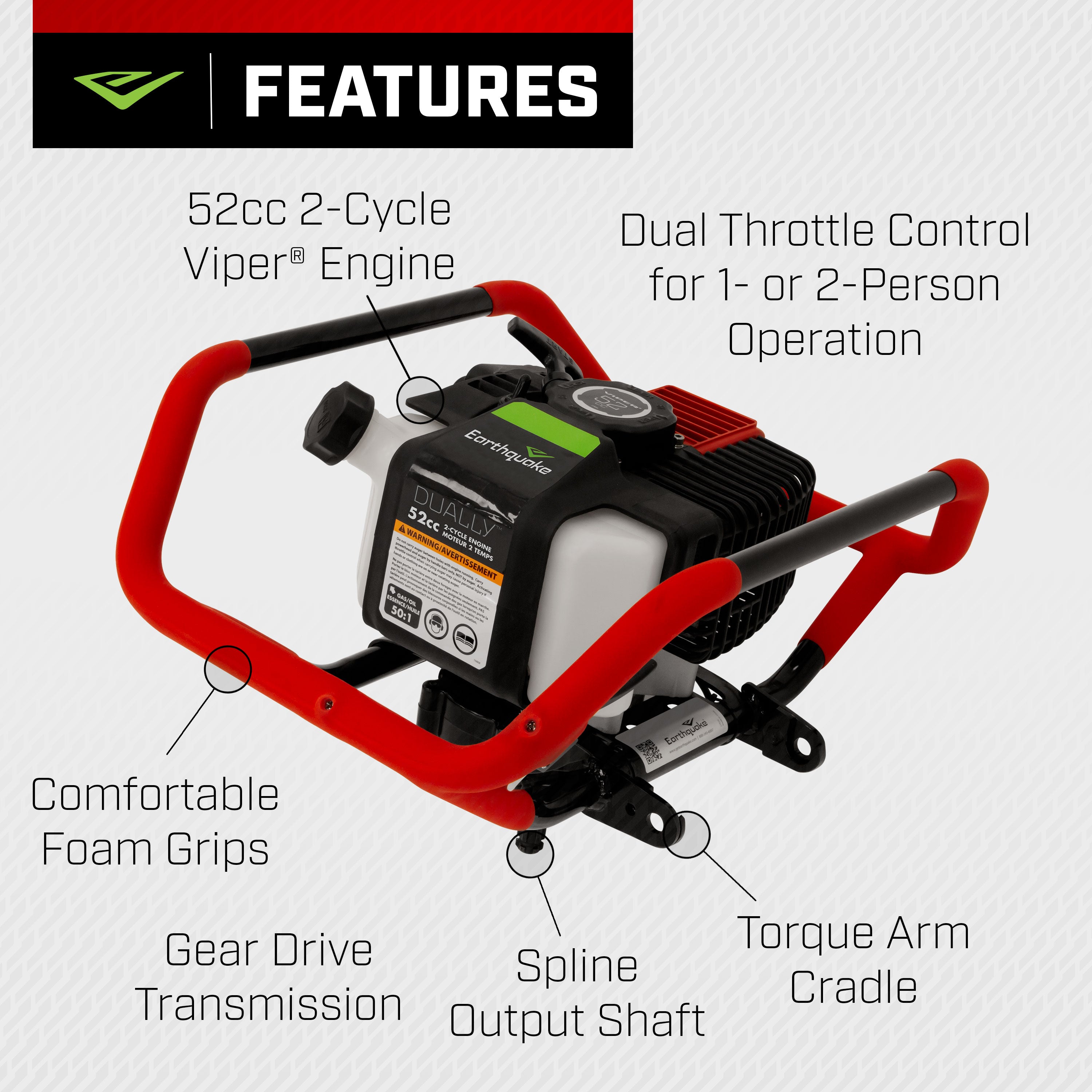 Dually™ 52cc Spline Powerhead (43101) - Earthquake Outdoor Power