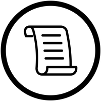 Icon of a rolled-up paper with a circular border on a white background